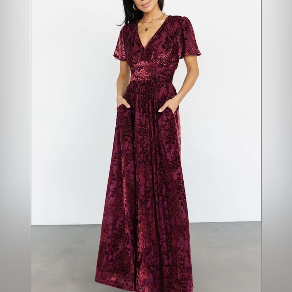 Baltic Born Leslie Velvet Maxi Dress in Mulberry